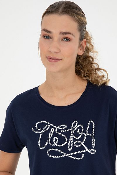 U.S. Polo Assn. Tricou de damă bleumarin cu gât crew 50286053 -VR033