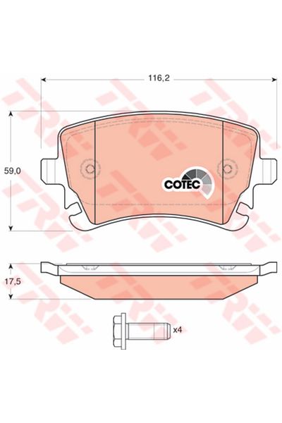 TRW Vw Transporter T5 03-09 A4 04-09 A6 04-11 A8 03-10 وسادة خلفية بدون قابس
