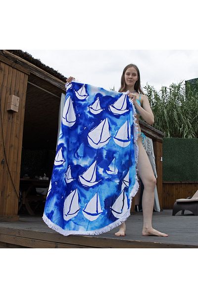 ANEMOSS Sailboat Round Beach Towel