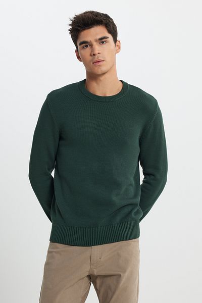 Lee Regular Fit Regular Cut Khaki Knitwear Sweater