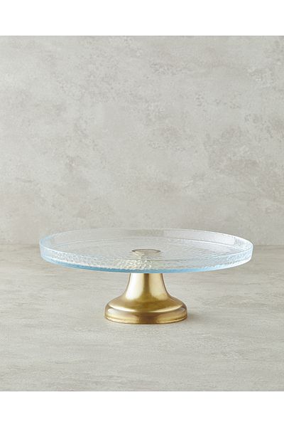 English Home 28 cm Transparent-Gold Nova Glass Cake Stand