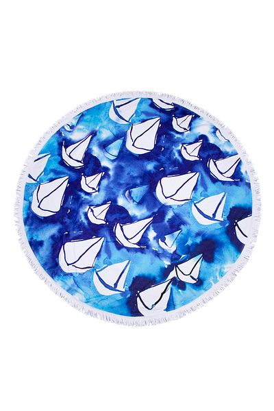 ANEMOSS Sailboat Round Beach Towel