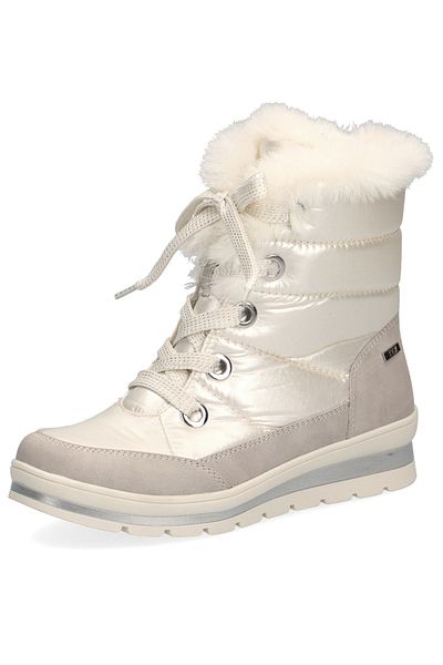 Caprice Damen Elegante Stiefelette Winterschuhe 9-26226-29 Weiß 199 Pearl Comb Lederimitat/ Textil Mit Cap