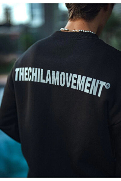 KAZAK Winter Crew Neck Oversize Printed Sweatshirt - Black