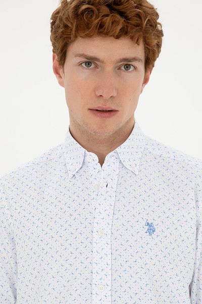 U.S. Polo Assn. Men's Saks Printed White Shirt 50288655 -Vr045
