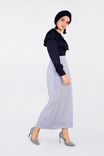 TRENDTESETTÜR Γυναικεία μπλούζα με βολάν Navy Blue 4202