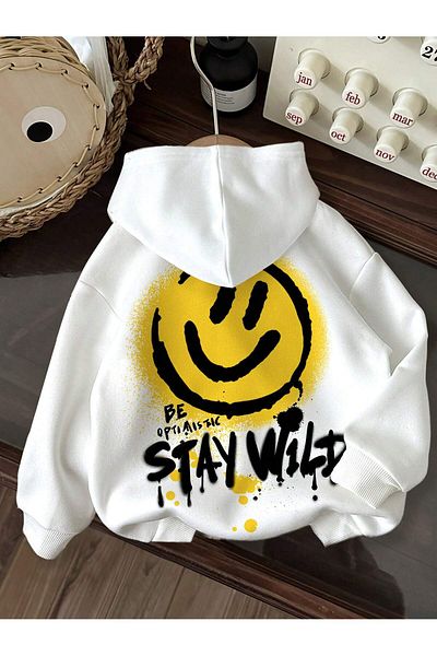 LUNAVISTA Optiastic Stay Wild - White Oversize Hooded Sweatshirt