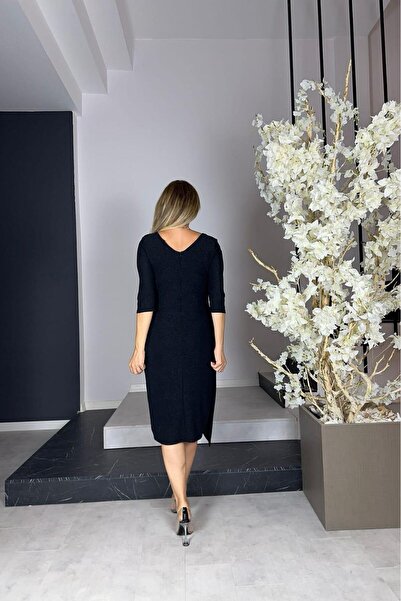 gesmoda G0972 Βραδινό φόρεμα με ντραπέ με πέτρα Μαύρο