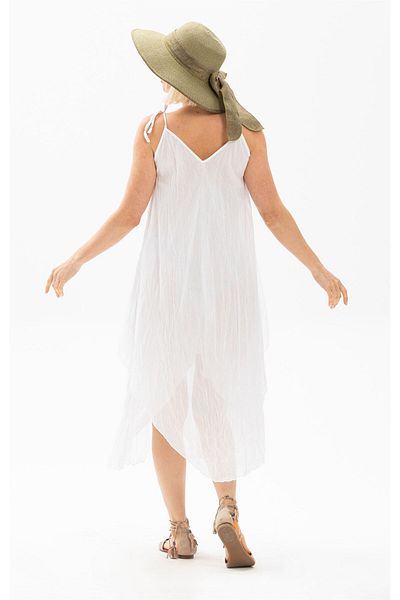 Eliş Şile Bezi Strappy Voile Aphrodite Midi Καλοκαιρινό Φόρεμα Λευκό 6050