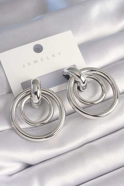 Skygo Brass Silver Color Ring Model Women's Earrings - TJ-BKP8734
