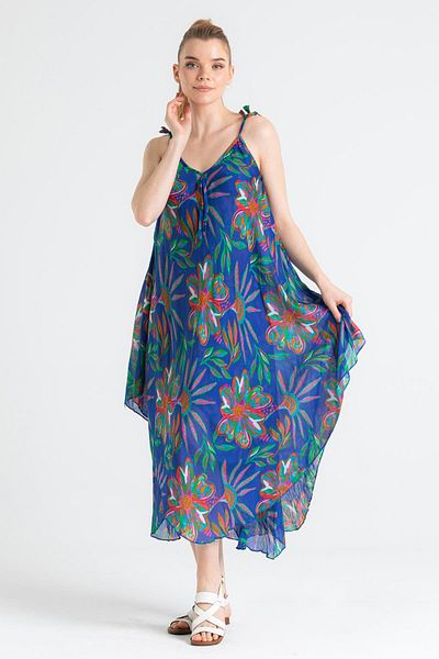 Eliş Şile Bezi Καλοκαιρινό φόρεμα Strappy Voile Aphrodite Midi Size Saks 6192