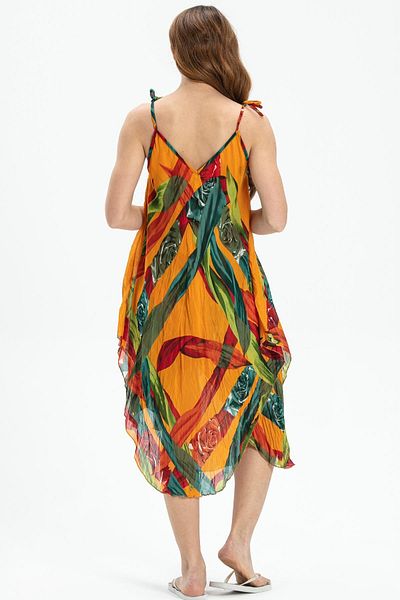Eliş Şile Bezi Voile cu bretele Aphrodite Midi Summer Dress Mustard 6150