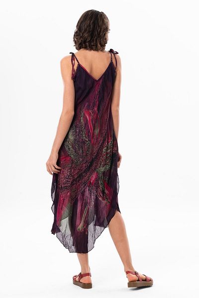 Eliş Şile Bezi Voile cu bretele Aphrodite Rochie de vară lungime midi Prune 6210