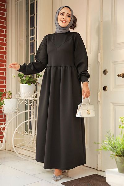 Neva Style Rochie neagră Hijab Scuba 36902S
