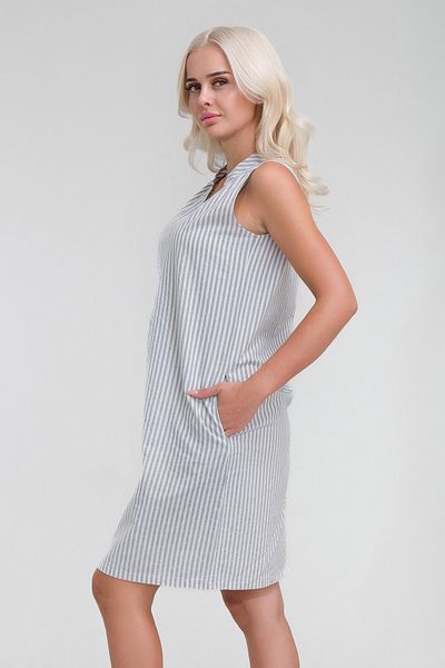 Bold & Young Γυναικείο ριγέ βαμβακερό φόρεμα με λινό look