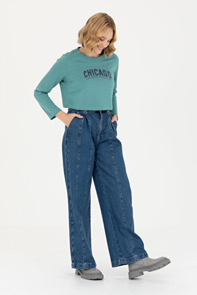 U.S. Polo Assn. Mint guler rotund Swea tricou pentru femei 50271650-VR090