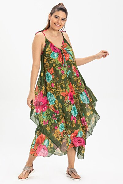 Eliş Şile Bezi Сукня з підвіскою Афродіта, середньої довжини, літня, зелена 6136