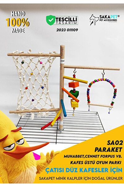 SAKAPET Kafes Üstü Oyun Parkuru Muhabbet Kuşu Cennet Sevda Papağanı Forpus SA2