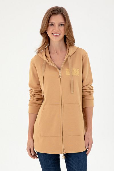 U.S. Polo Assn. Women's Camel Hooded Sweatshirt 50289545 -Vr015