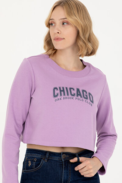 U.S. Polo Assn. Liliac pentru femei guler rotund Swea tricou 50271650-VR034