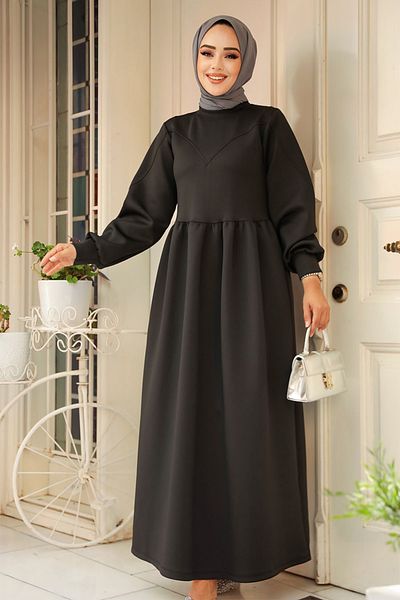 Neva Style Rochie neagră Hijab Scuba 36902S