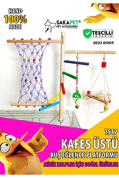 SAKAPET Sultan, Paradise, Sevda and Forpus Parrot - Cage Top Parkour with Budgie Toy Ts17