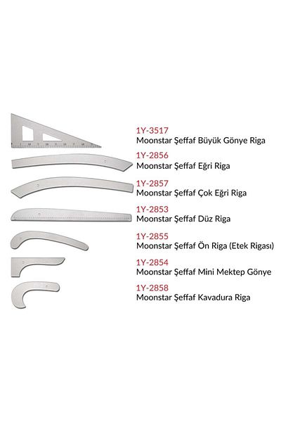 Moonstar Transparent Plastic Riga Ruler Set (7 Pieces)