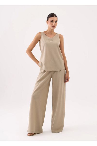 allys Pant with Pocket Bol Cut Pant - Collar Detail Sleeveless Bluz