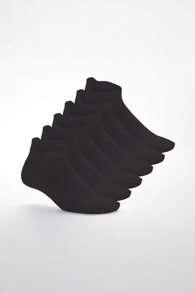 Calverton Socks 6 Çift - Siyah Pamuklu Topuk Takviyeli Kadın Sneaker Spor Çorabı
