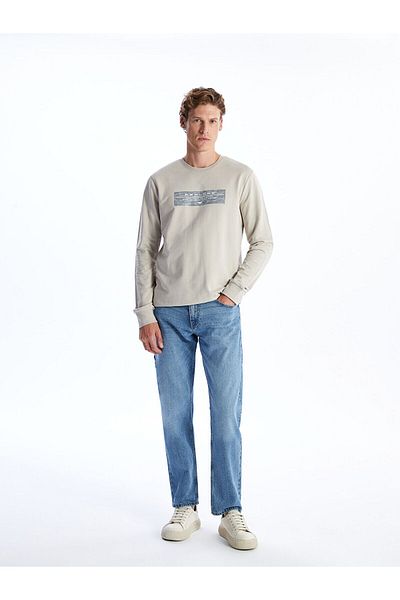 LC Waikiki Ανδρικό φούτερ με μακρυμάνικο εμπριμέ Lcwaıkı Classic Crew Neck