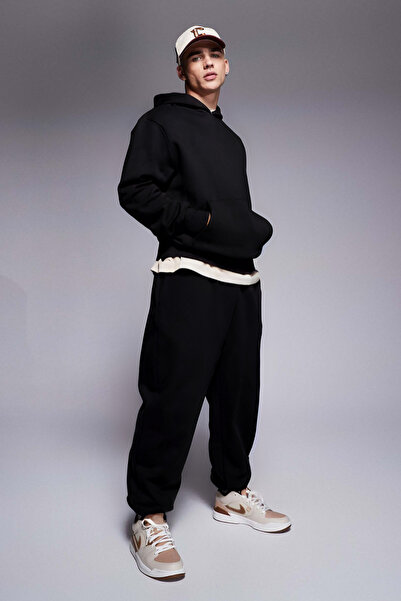 OKULCUBABA Men's Thick Winter 3 Yarn Hooded Jogger Tracksuit Set