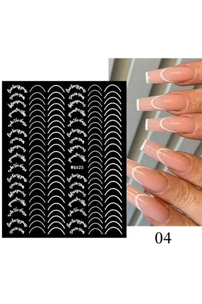 ELLEA NAIL Oval Beyaz French Tırnak Stıcker Wg625