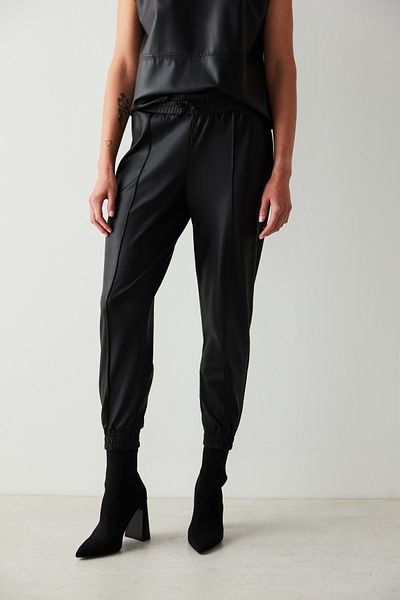 Penti Black Leather Look Elastic Leg Trousers