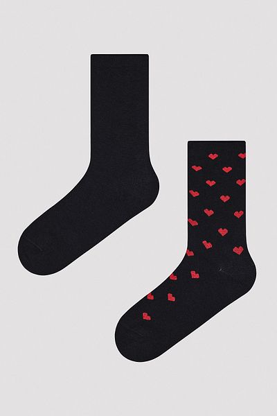 Penti Черни и бели чорапи Little Hearts от 2 части