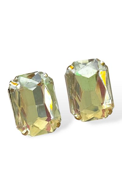 TAKIŞTIR Gold Color Stoned Evening Dress Earrings (Pair)