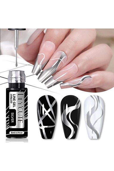 ELLEA NAIL Metalıc Naıl Art Çizim Boyası 5 ml Sılver