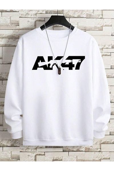 FAVORİST Ak47 Printed Men's Oversize Crew Neck Sweatshirt