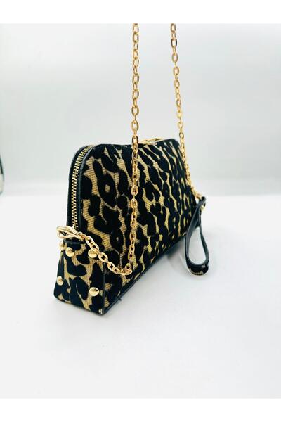 on star Hand Bag and Shoulder Chain Cross Strap Lace Tan Leopard Patterned Bag