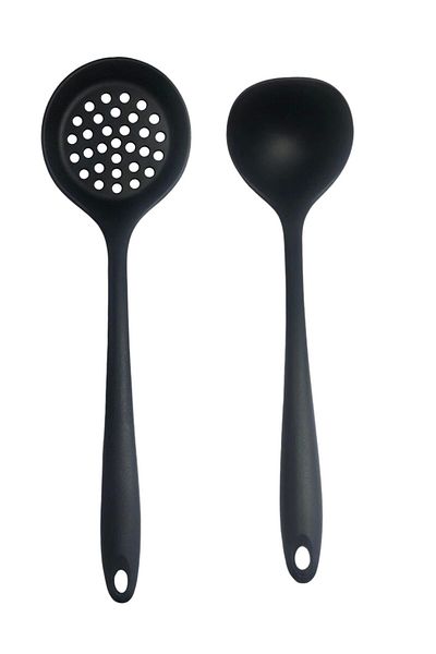 BurcuBilluriye Burcummm Black Silicone 2-Piece Long Grab and Colander Set