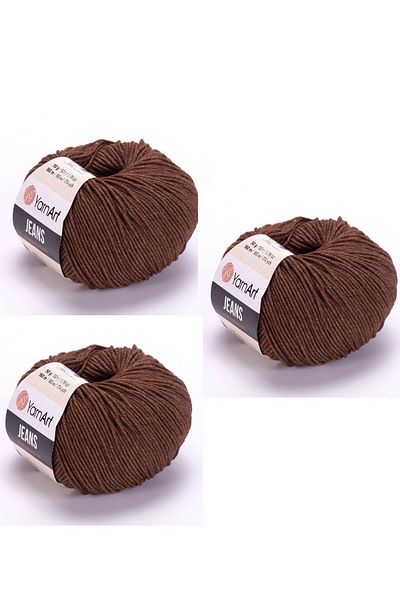 Yarnart Yarn Art Jeans Amigurumi Πλεκτό νήμα 70 Σκούρο καφέ Ζακέτα Πλεκτό νήμα Baby Floss Punch Floss 3 Συσκευασία