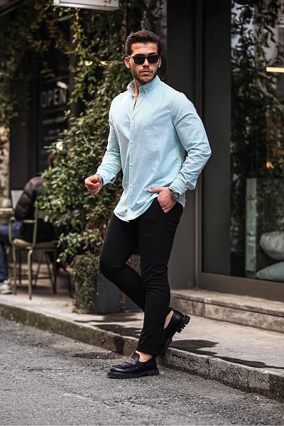 Valiberta Straight Striped Flam Linen Shirt - Apple