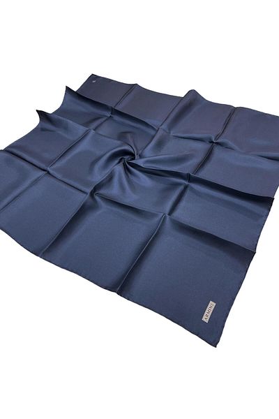 Armine Ματ Navy Blue Twill Απλό Μεταξωτό Φουλάρι - 653