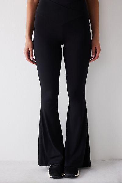 Penti Black Crossed Waist Detailed Slim Fit Flare Flared Leg Trousers