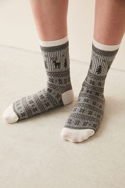 Penti New Year Deer Snowflake Gray 2-pack Socks