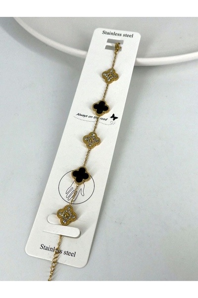 ANGELSS JEWELLERY سوار حجر اسود (موديل البرسيم حجر الزركون سوار اسود وجهين)