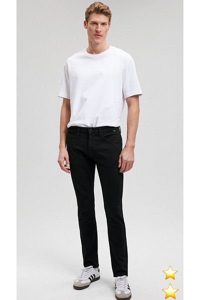 ElitWear Ανδρικό μαύρο τζιν με λεπτή εφαρμογή Lycra