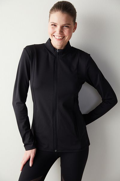 Penti Schwarze Slim-Fit-Sportjacke mit langen Ärmeln und Reißverschluss