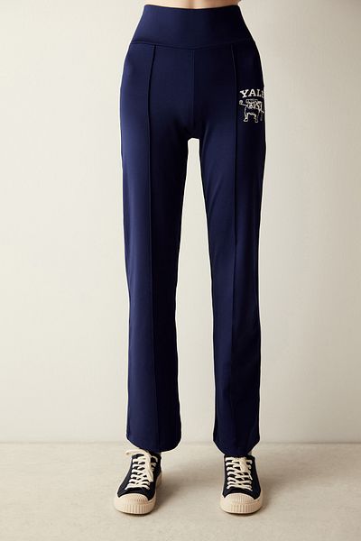 Penti Navy Blue High Waist Yale Logo Printed Flare Leg Leggings