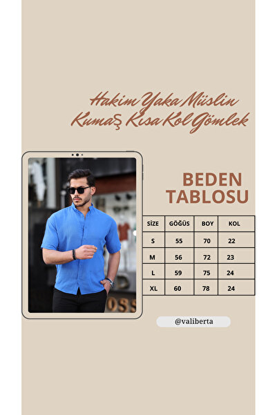 Valiberta Hakim Yaka Müslin Kumaş Kısa Kol Gömlek - Beyaz