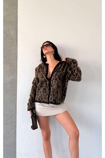 İnci Leopard Cardigan